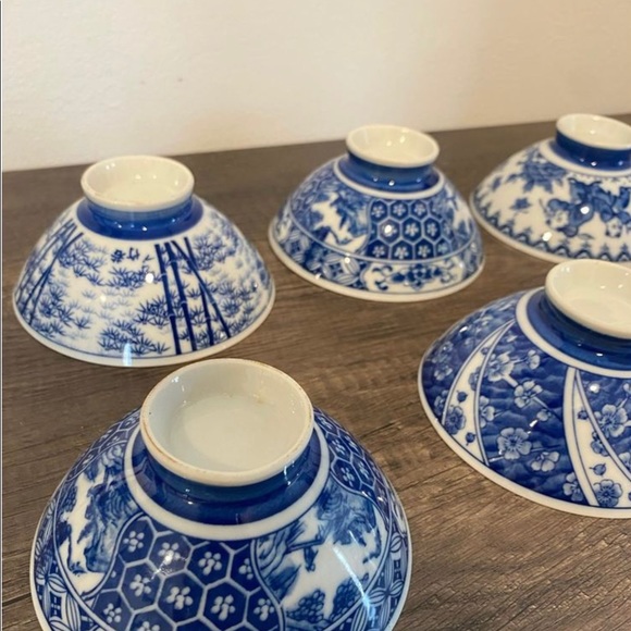Blue & White Japanese Rice Cups - Picture 4 of 10